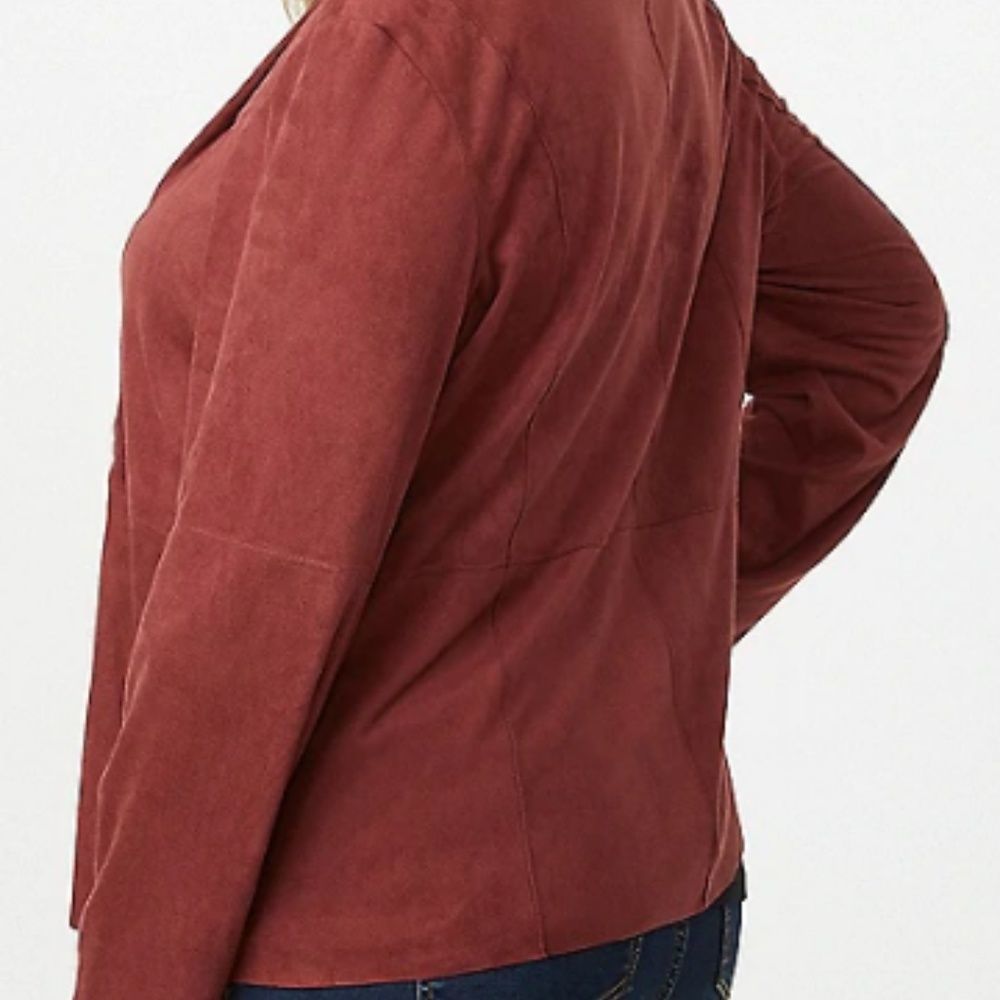 Dressbarn Suede Open Front Draped Jacket Size L - Picture 5 of 8